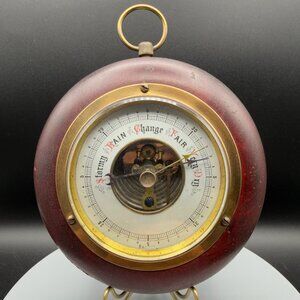 Vintage Stellar West Germany Wood Barometer Stormy Rain Fair Very Dry